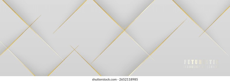 Elegant luxury background with diagonal gold lines on soft grey gradient.