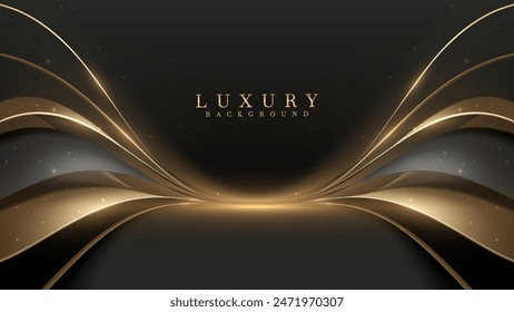 Elegant luxury background with flowing gold accents and a dark backdrop, perfect for sophisticated designs and high-end presentations. Vector Illustration.