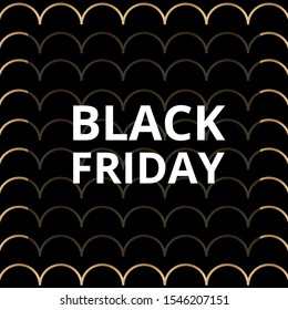 Elegant luxury Black Friday banner with black and gold background. Vector stylish square poster template for seasonal discounts