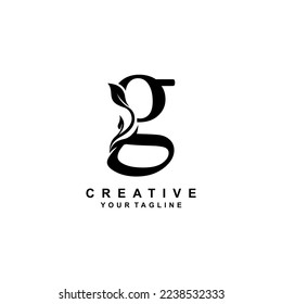 Elegant luxury black GC letter logo vector design with leaf and flower decoration. G modern creative logo. boutique logo, business, company, wedding, etc