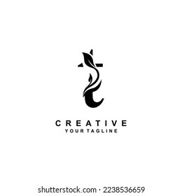 Elegant luxury black T letter logo vector design with leaf and flower decoration. T modern creative logo. boutique logo, business, company, wedding, etc