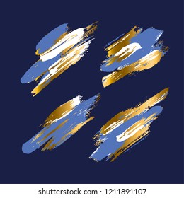 Elegant luxury brush stroke design element set. Paint traced vector illustration in two color for curd, invitation, header.