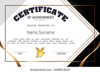 Elegant Luxury Business Training Certificate Template – Achievement Award Design. EPS vector illustration