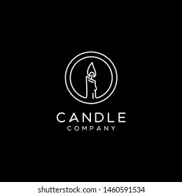 Elegant Luxury Candle Light Fire Flame Logo design with simple minimalist line art style