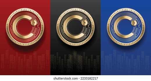 Elegante y lujoso Celsius (CEL) criptodivisa juego de monedas doradas plantilla de banner. 