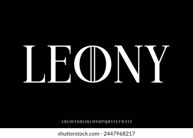 Elegant luxury condensed serif style alphabet display font vector illustration