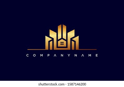 elegant luxury construction logo icon design template vector elements for your company brand. smart technology