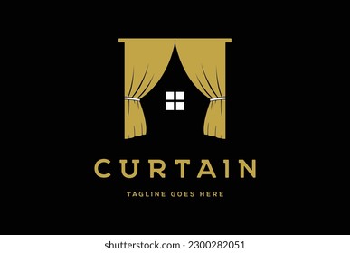Elegant Luxury Curtain for Interior Design House Logo Design