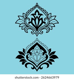  Elegant luxury Damask ornaments with decorative floral patterns. Perfect for invitations, wallpapers, and vintage designs.