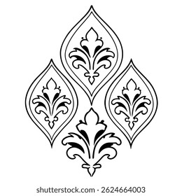  Elegant luxury Damask ornaments with decorative floral patterns. Perfect for invitations, wallpapers, and vintage designs.