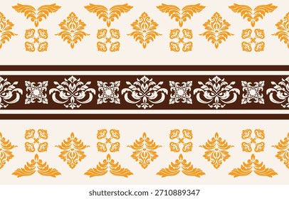 Elegante patrón sin costuras de damasco de lujo con adorno floral vintage, adecuado para Fondo de pantalla, embalaje, invitaciones de boda y diseño de tela.
