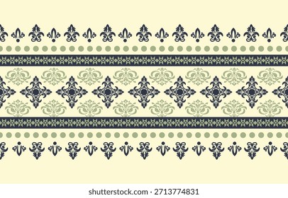 Elegant luxury damask seamless pattern with vintage floral ornament, suitable for wallpaper, packaging, wedding invitations, and fabric design.