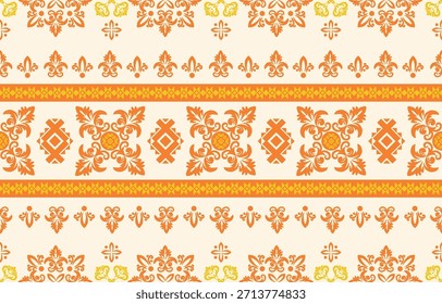 Elegante luxo damasco padrão sem costura com vintage ornamento floral, adequado para papel de parede, embalagem, convites de casamento e design de tecido.