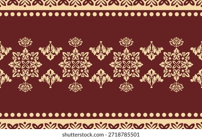 Elegante patrón sin costuras de damasco de lujo con adorno floral vintage, adecuado para Fondo de pantalla, embalaje, invitaciones de boda y diseño de tela.