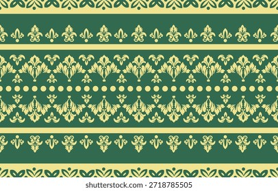 Elegante patrón sin costuras de damasco de lujo con adorno floral vintage, adecuado para Fondo de pantalla, embalaje, invitaciones de boda y diseño de tela.