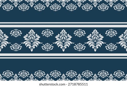 Elegante patrón sin costuras de damasco de lujo con adorno floral vintage, adecuado para Fondo de pantalla, embalaje, invitaciones de boda y diseño de tela.