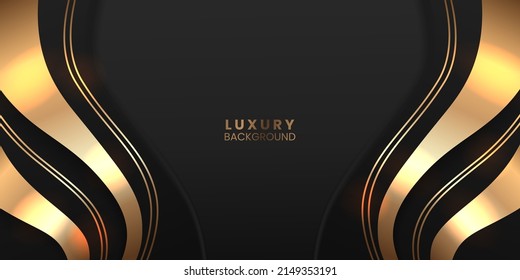 elegant luxury dark black abstract background template with golden color accent