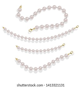 Elegant luxury decoration feminine with pearl bead illustration Pearl glamour borders. Vector Eps 10 illustration isolated on white background.