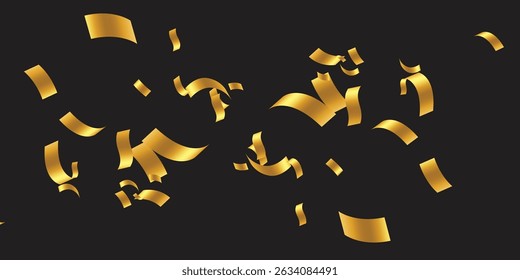 Elegant Luxury Design with Golden Confetti and Glitter on Dark Canvas: Perfect for New Year’s Eve Templates. Glamour falling glitter. New year wallpaper .brochure template. Cover texture design.