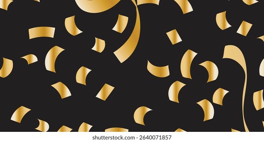 Elegant Luxury Design with Golden Confetti and Glitter on Dark Canvas: Perfect for New Year’s Eve Templates. Glamour falling glitter. New year wallpaper .brochure template. Cover texture design.