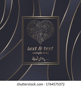 Elegant luxury design on a blue background. Suitable for labels, badges, frames, logos, packaging, perfumes, lotions, soaps, sweets, chocolate. Can be used for background.