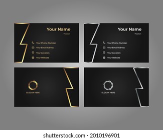 Elegant and Luxury Double-sided Corporate Business Card Template. Black and Gold colors. Stationery Design