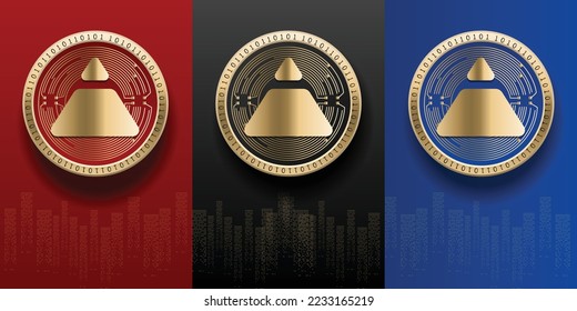 Elegant and luxury Fei USD (FEI) cryptocurrency golden coin set banner template. 