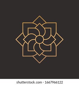 Elegant luxury flower ornament line art style icon design vector