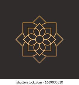 Elegant luxury flower ornament line art style icon design vector