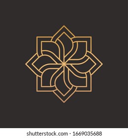 Elegant luxury flower ornament line art style icon design vector