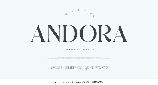 Elegante logotipo de fonte de luxo alfabeto. Tipografia Beleza modren mínimo moda carta clássica serif fontes decorativo casamento vintage retro logos. ilustração vetorial
