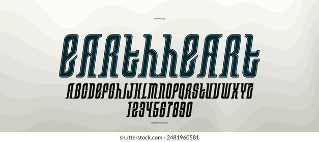 Elegant luxury font with experimental letter shapes, exclusive italic beauty vector typeface for logos and emblems, retro strong typography for headlines and slogans.