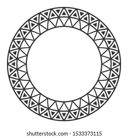 Elegant luxury frame made of triangles. Stylish round ornament with a place for your text isolated on white background.  Vector illustration.