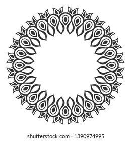 Elegant luxury frame with ornate borders. Stylish round ornament with a place for your text isolated on white background. Design elements. Template for greeting card, invitation. Vector illustration.