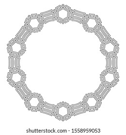 Elegant luxury frame with ornate borders. Stylish round ornament with a place for your text isolated on white background. Design elements. Template for greeting card, invitation. Vector illustration.