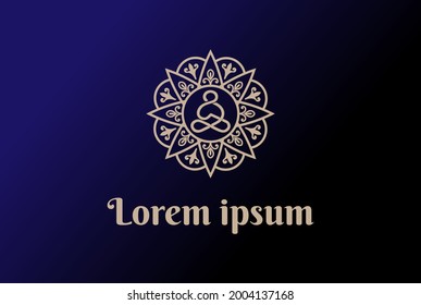 Elegant Luxury Geometric Lotus Mandala for Yoga Meditation Logo Design Vector