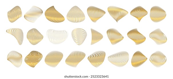 Elegante luxo ouro abstrato forma amorfa coleção com linhas textura