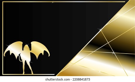 elegant luxury golden halloween pretty demon girl invitation background card illustration in vector format