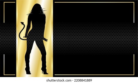 elegant luxury golden halloween pretty demon girl invitation background card illustration in vector format