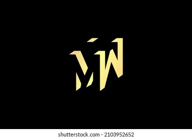 Elegant Luxury Golden Initial Letter MW WM Logo Design Vector
