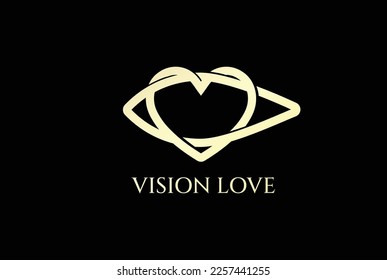 Elegant Luxury Golden Love Heart Eye Vision Monogram Icon Illustration Logo