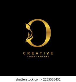 
Elegant luxury golden O letter logo vector design with leaf and flower decoration. O modern creative initial logo. boutique logo, business, company, wedding, etc