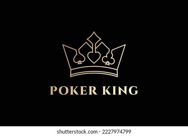 Elegant Luxury Golden Royal Playing Cards Heart Diamond Spade Club Symbol with King Queen Crown Logo