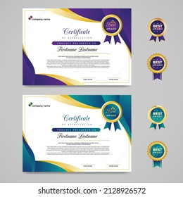 Elegant Luxury Green And Purple Cetificate Design Template