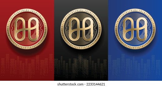 Elegant and luxury Harmony (ONE) cryptocurrency golden coin set banner template. 