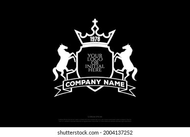 Elegant Luxury Horse Stallion Shield Badge Emblem Crest Logo Design Vector