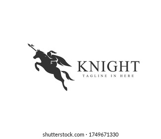 elegant luxury Horse warrior jump logo design inspiration