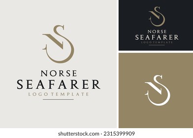 Elegant Luxury Initial Letter N S Vintage Classic Golden Monogram SN NS logo design