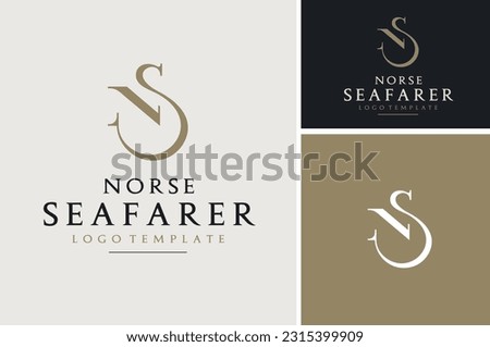 Elegant Luxury Initial Letter N S Vintage Classic Golden Monogram SN NS logo design Imagine de stoc © 