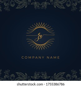 Elegant luxury initial letter ZU logo. This logo incorporate with abstract rounded thin geometric shape in floral background. That looks luxurious and royal.